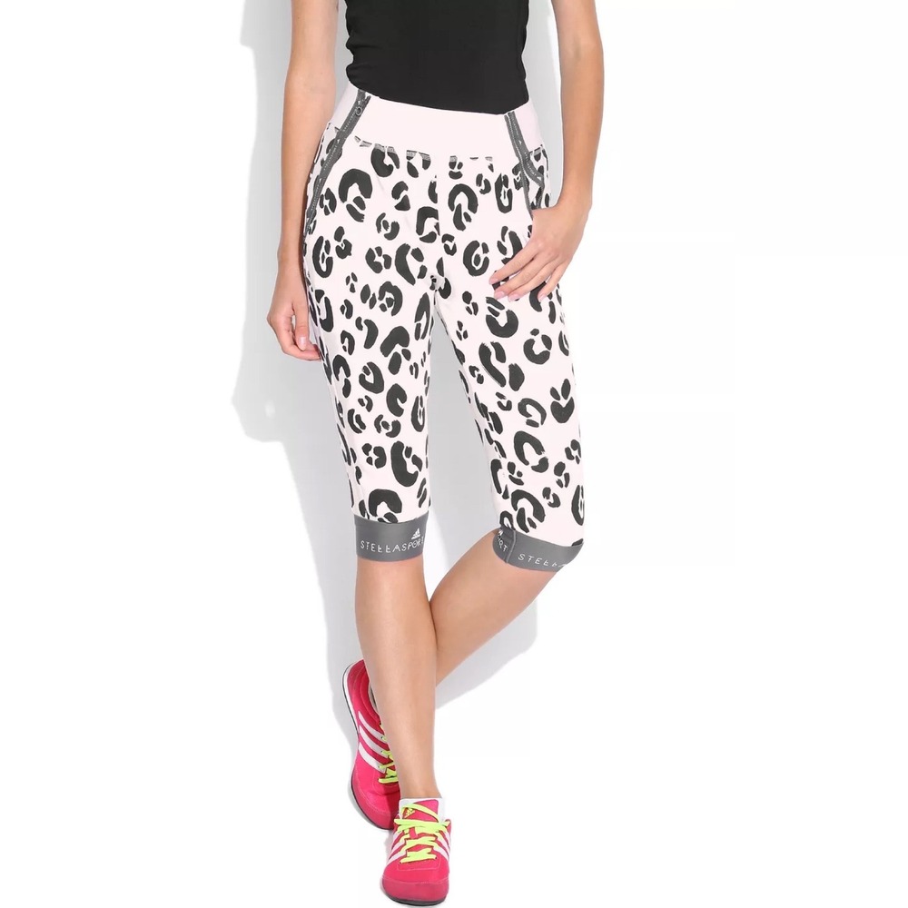 Adidas Stella McCartney Cow Print Grey Crop Pants Womens Size Small Sporty
